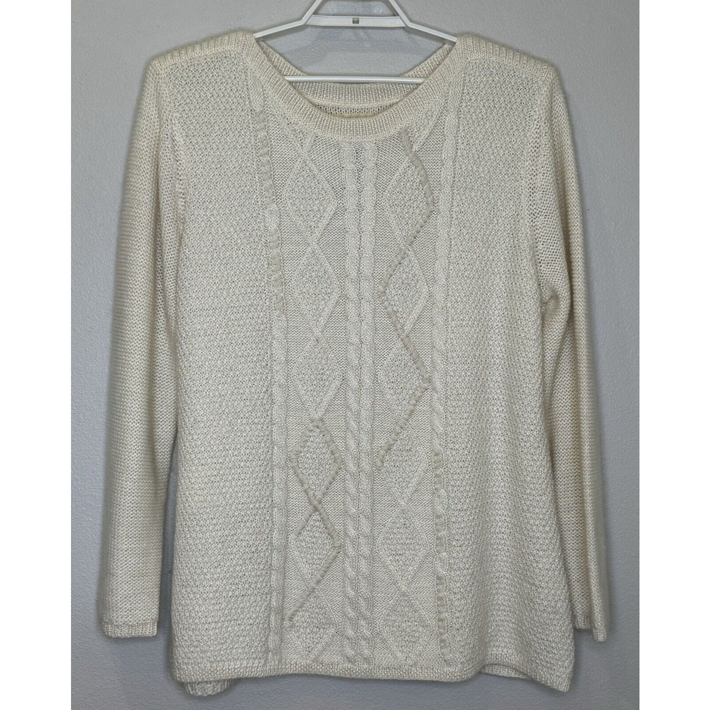 Bob Timberlake Women's Cable Knit Tunic Sweater Size‎ XXL Off White Long Sleeve